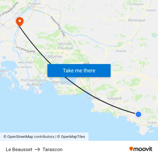 Le Beausset to Tarascon map