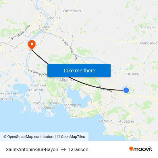 Saint-Antonin-Sur-Bayon to Tarascon map