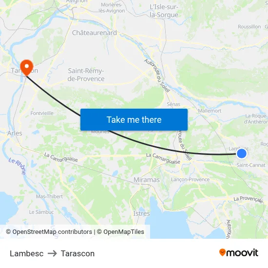 Lambesc to Tarascon map
