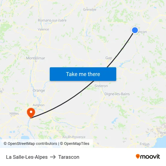 La Salle-Les-Alpes to Tarascon map