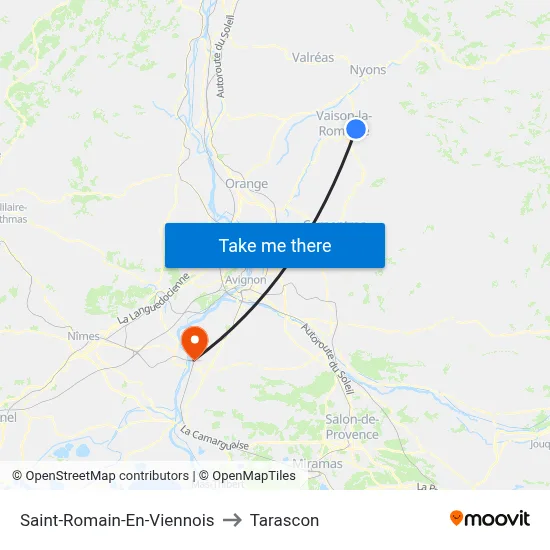 Saint-Romain-En-Viennois to Tarascon map