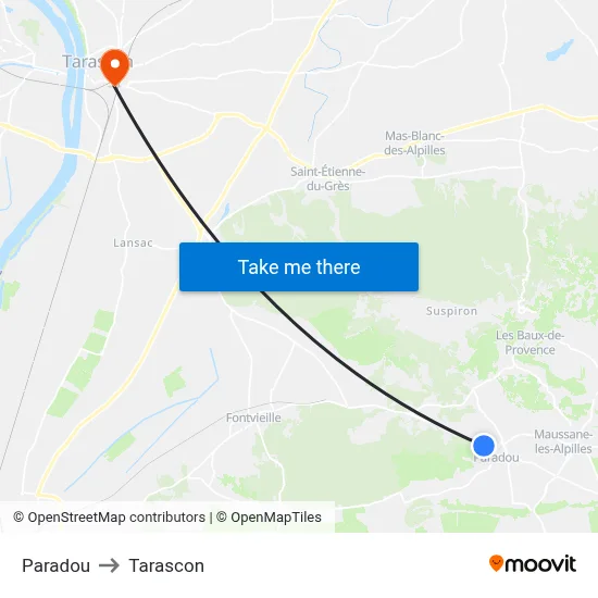 Paradou to Tarascon map