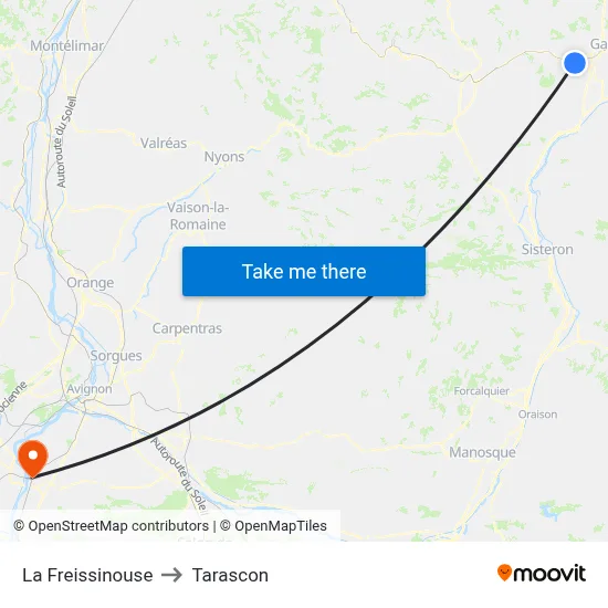 La Freissinouse to Tarascon map