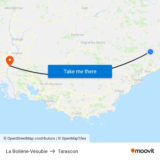 La Bollène-Vésubie to Tarascon map