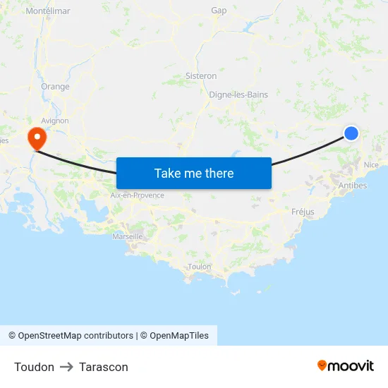 Toudon to Tarascon map