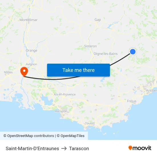 Saint-Martin-D'Entraunes to Tarascon map