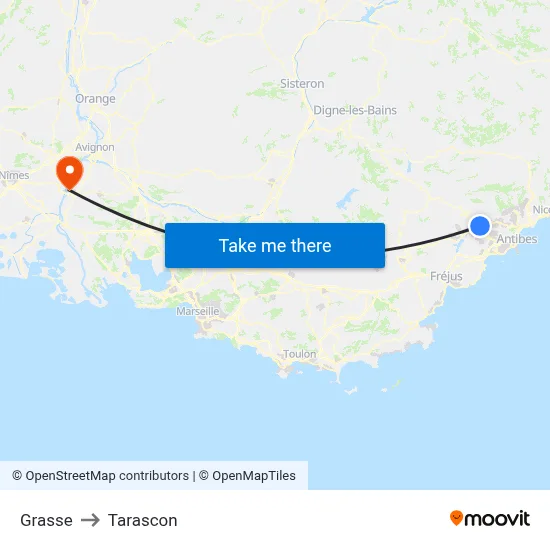 Grasse to Tarascon map