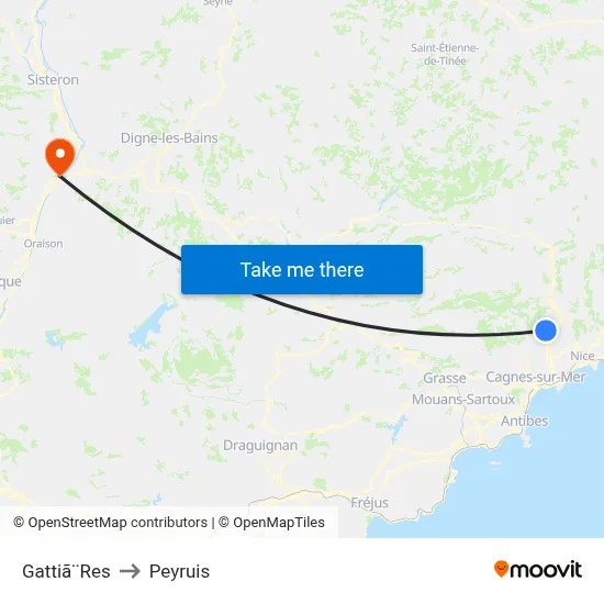 Gattiã¨Res to Peyruis map