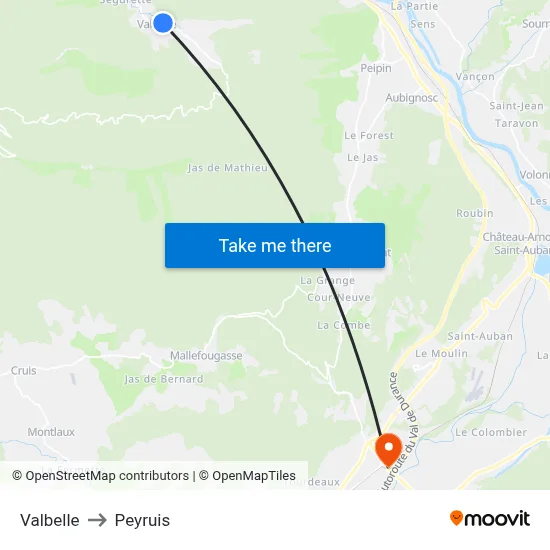 Valbelle to Peyruis map