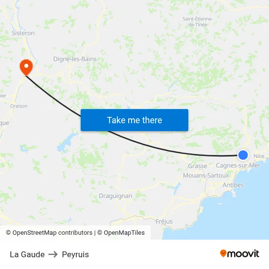 La Gaude to Peyruis map