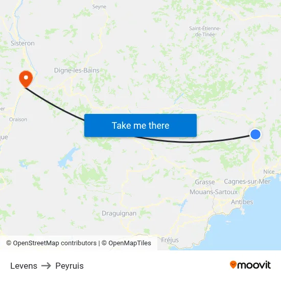 Levens to Peyruis map