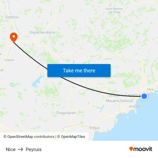 Nice to Peyruis map