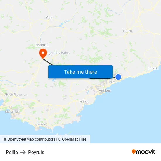 Peille to Peyruis map