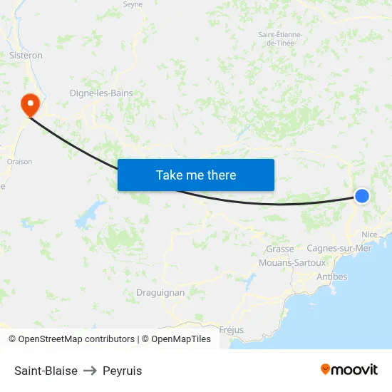Saint-Blaise to Peyruis map