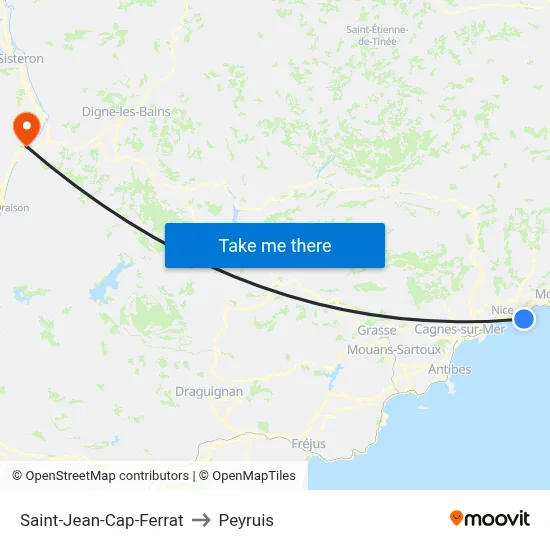 Saint-Jean-Cap-Ferrat to Peyruis map