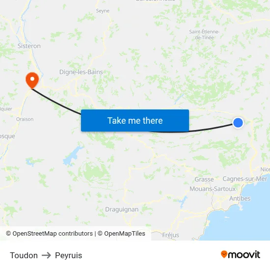 Toudon to Peyruis map
