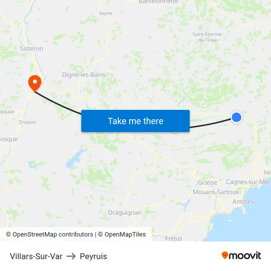 Villars-Sur-Var to Peyruis map