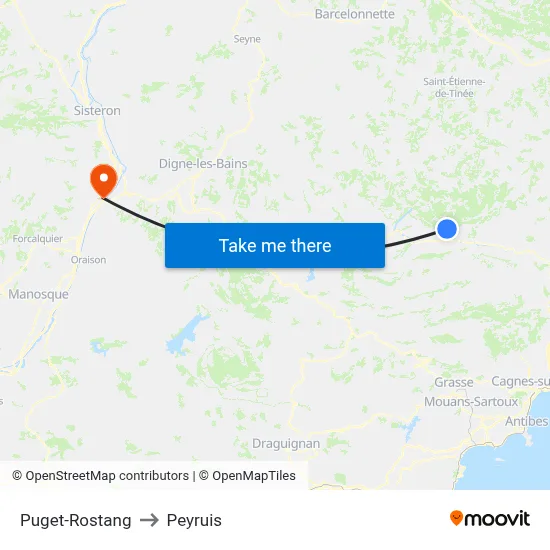 Puget-Rostang to Peyruis map