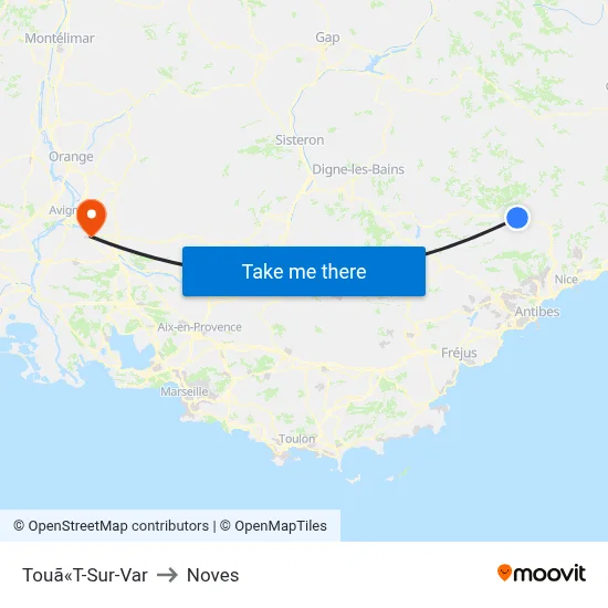 Touã«T-Sur-Var to Noves map