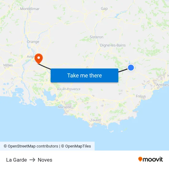 La Garde to Noves map
