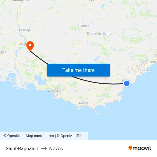 Saint-Raphaã«L to Noves map