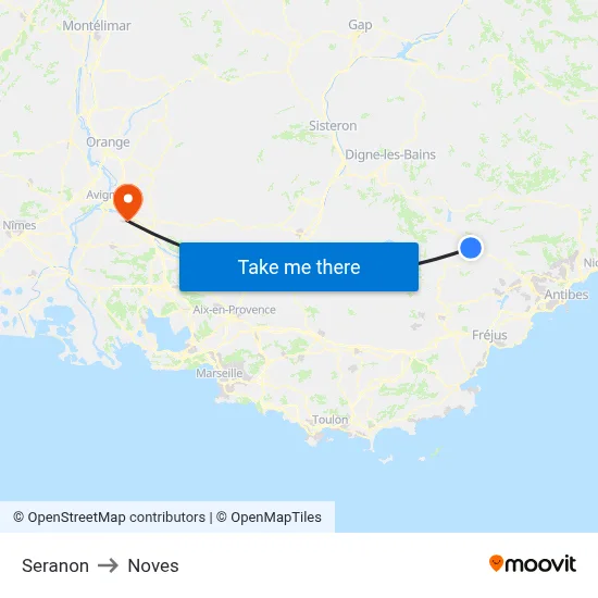 Seranon to Noves map
