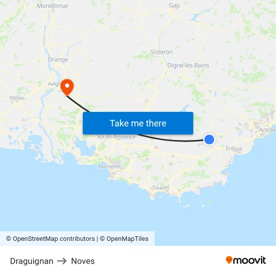 Draguignan to Noves map