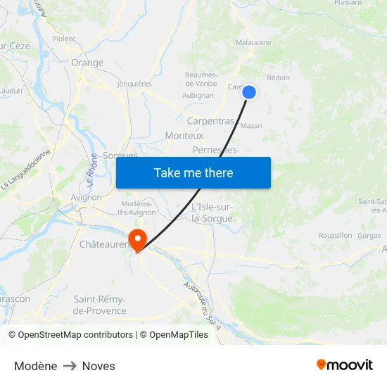 Modène to Noves map