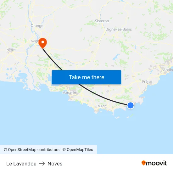 Le Lavandou to Noves map