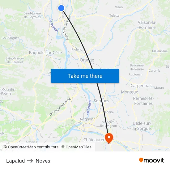 Lapalud to Noves map