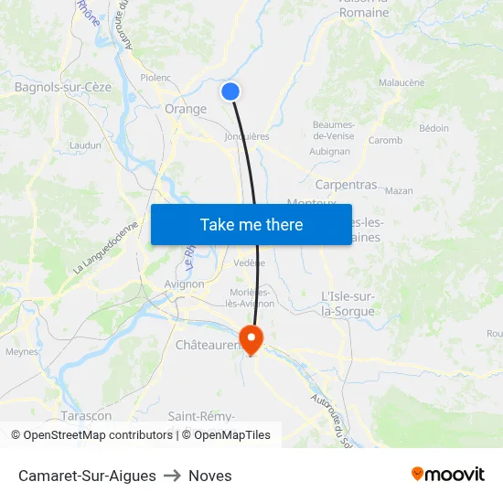 Camaret-Sur-Aigues to Noves map