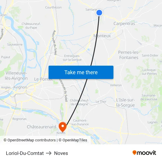 Loriol-Du-Comtat to Noves map