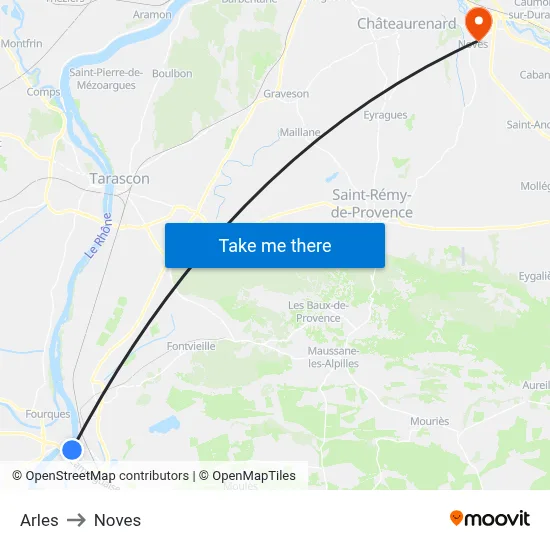 Arles to Noves map