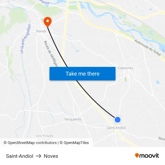 Saint-Andiol to Noves map
