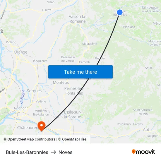 Buis-Les-Baronnies to Noves map