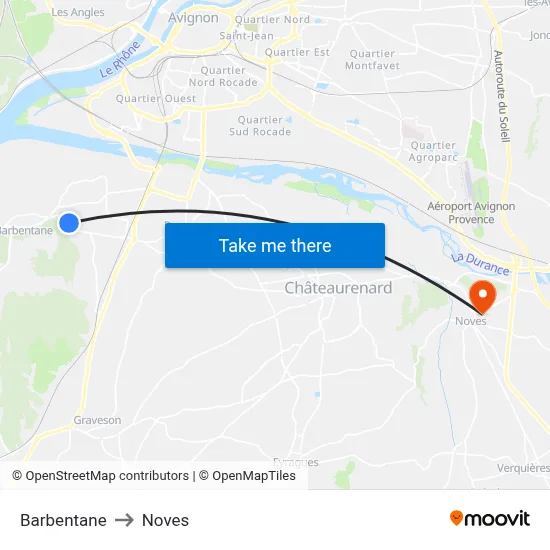 Barbentane to Noves map