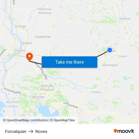 Forcalquier to Noves map