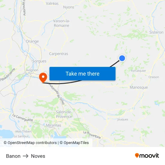 Banon to Noves map