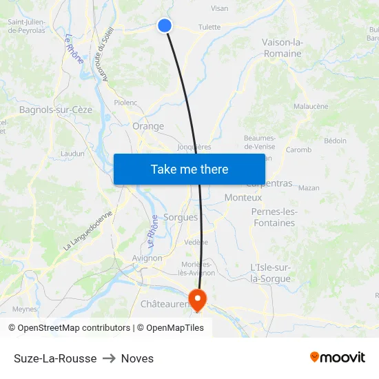 Suze-La-Rousse to Noves map