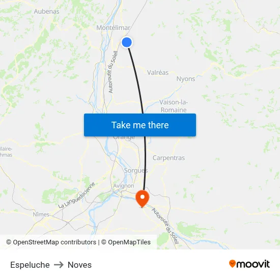 Espeluche to Noves map