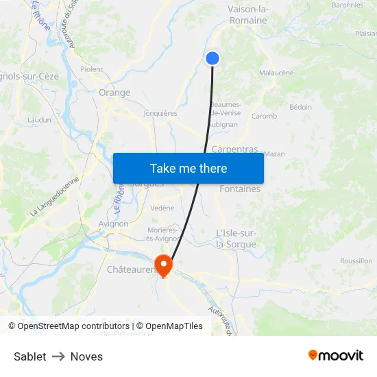 Sablet to Noves map