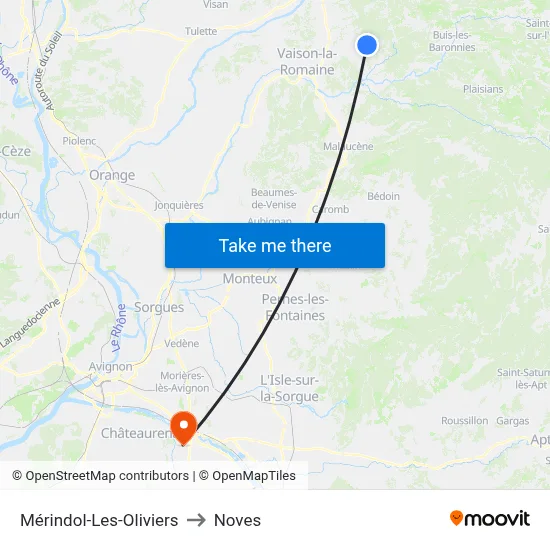 Mérindol-Les-Oliviers to Noves map