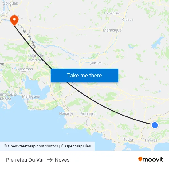 Pierrefeu-Du-Var to Noves map