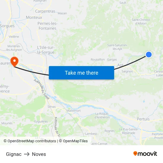Gignac to Noves map