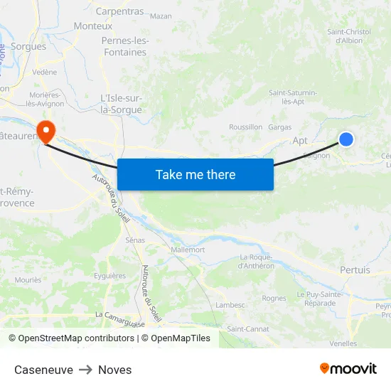 Caseneuve to Noves map