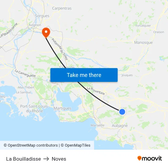 La Bouilladisse to Noves map