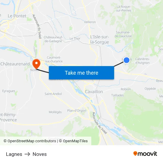 Lagnes to Noves map