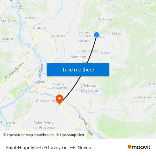 Saint-Hippolyte-Le-Graveyron to Noves map