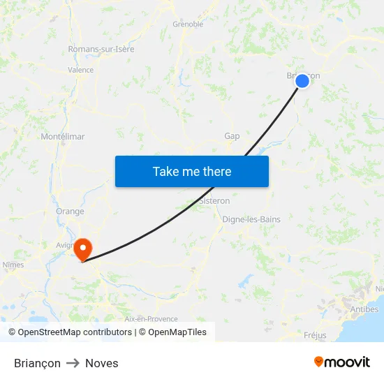Briançon to Noves map