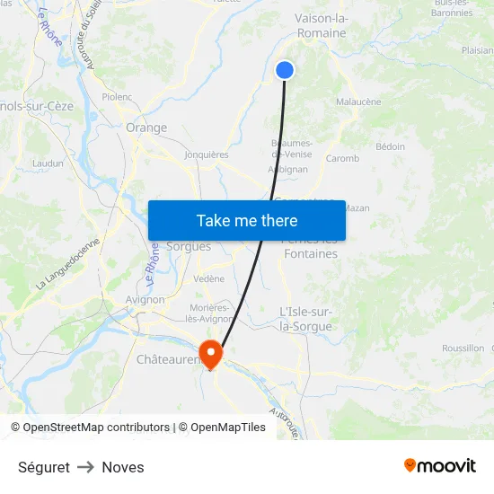 Séguret to Noves map